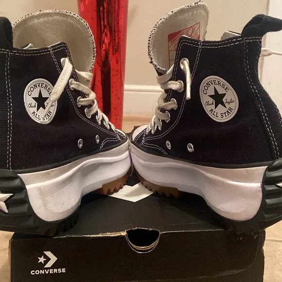 Converse Run Star Hike Canvas Platform Black Hi Sneakers - Picture 3 of 7